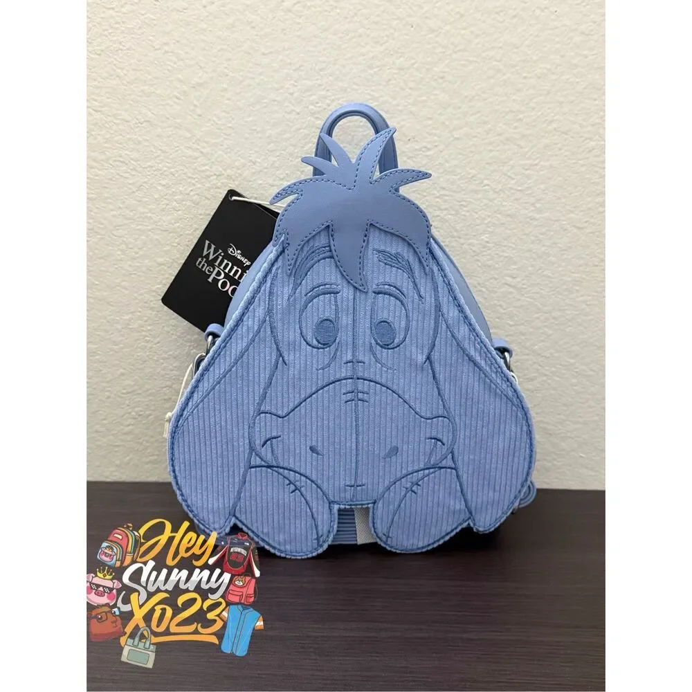 Loungefly Disney Winnie The Pooh Eeyore Tonal Corduroy Convertible Mini Backpack